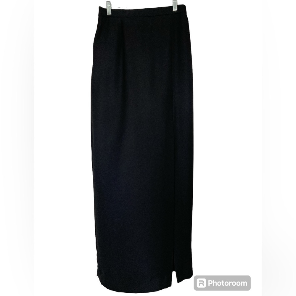 Long black pencil skirt with high slit